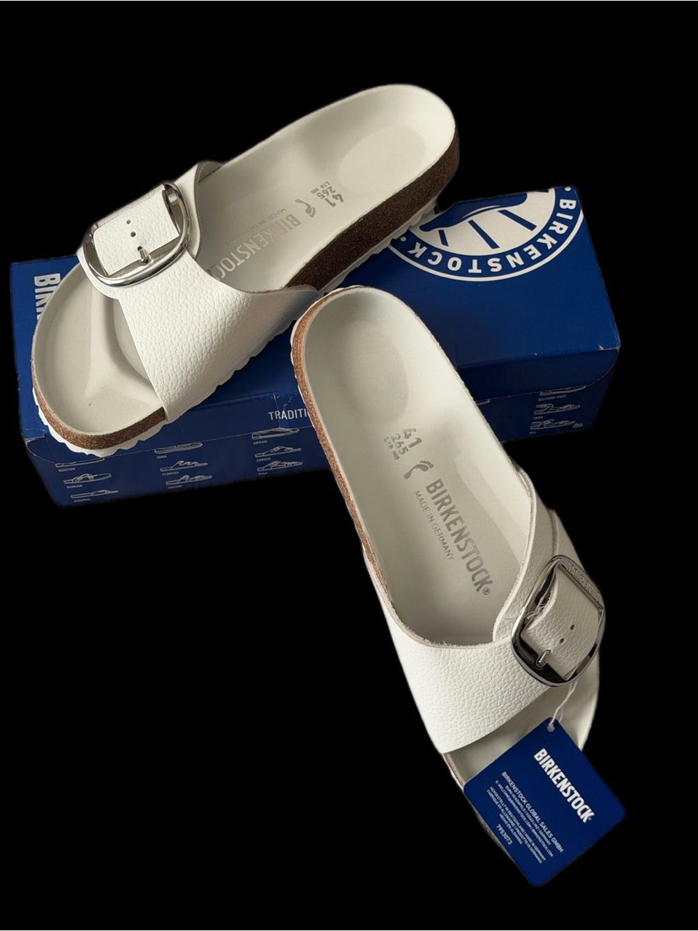 Birkenstock White Women’s Single Buckle Madrid Slide Sandals - Picture 4 of 5